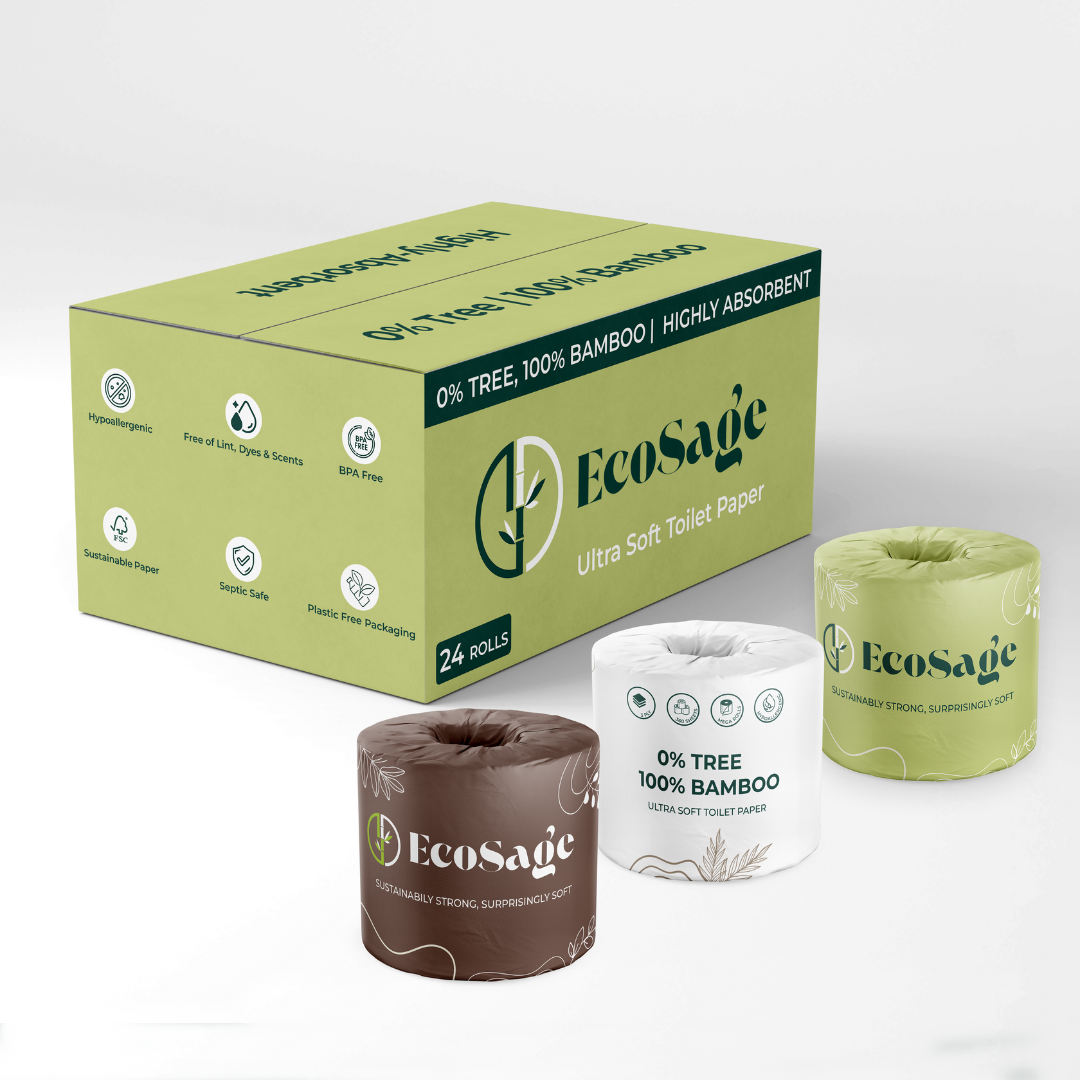EcoSage Premium Bamboo Toilet Paper (24 Rolls)