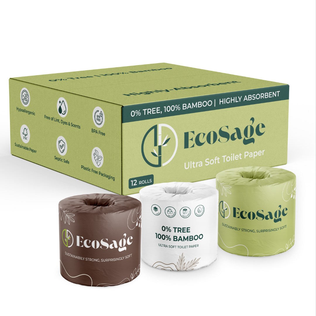 EcoSage Premium Bamboo Toilet Paper (12 Rolls)